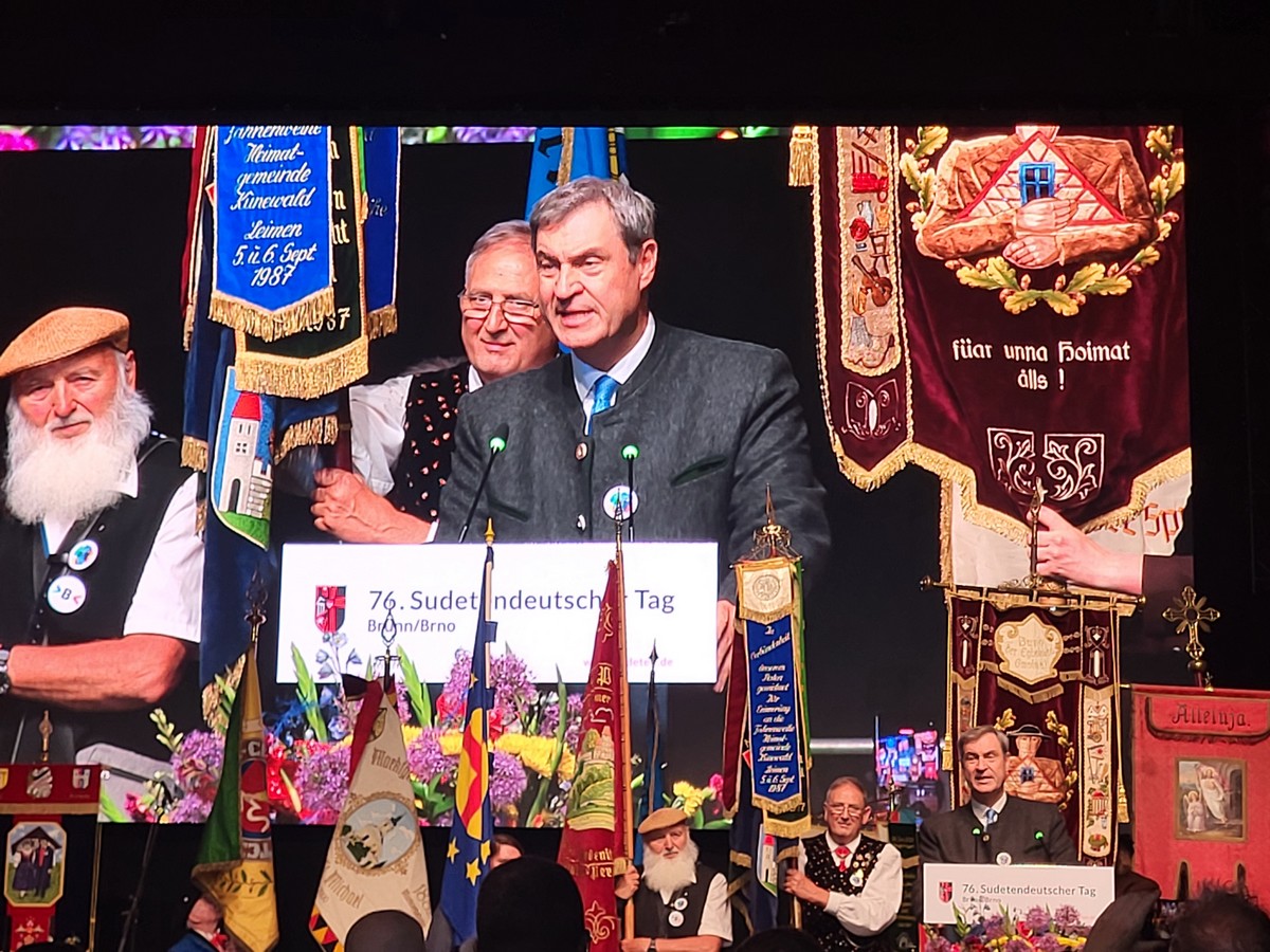 Bavorský premiér Markus Söder hovoří na sudetoněmeckých dnech v Brně.